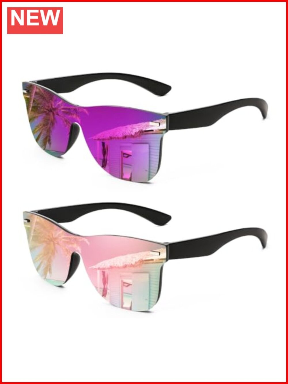 Trendy Rimless Mirrored Sunglasses UV400 Protection Lightweight for Daily Wear